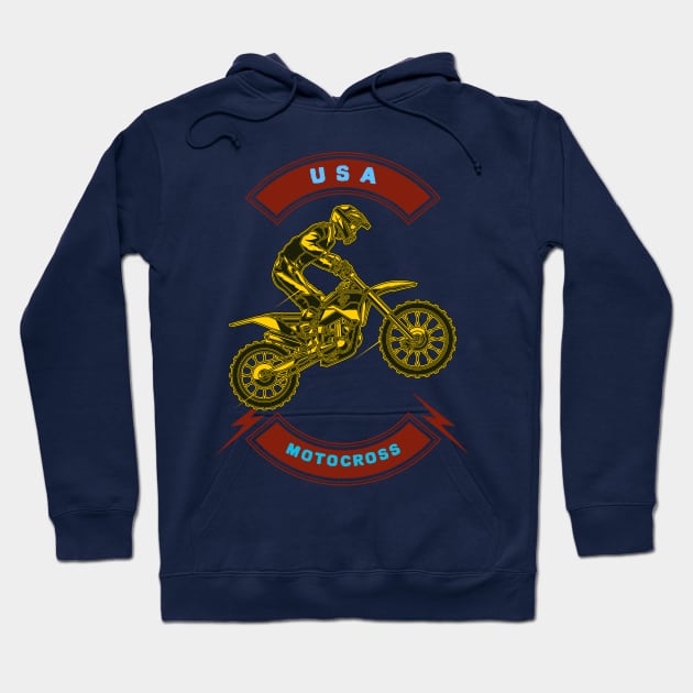 USA Motocross Hoodie by Rc tees